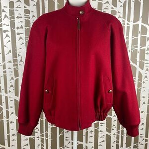 Pendleton 100% Wool Bomber Jacket Red Petite L